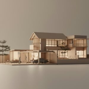 a model of a house with a car parked in front of it